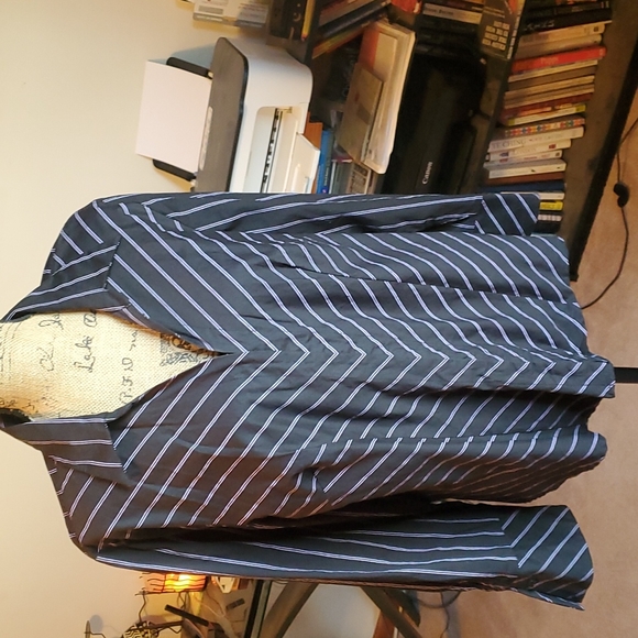 Lane Bryant black striped collared shirt, size 18/20 - Picture 1 of 7